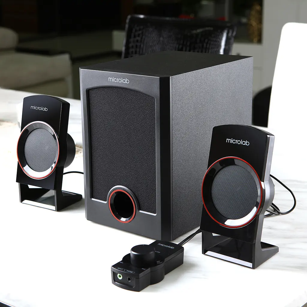 Акустична система 2.1 Microlab M-111, чорна з червоним - фото 5