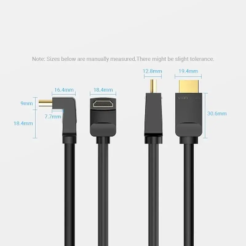 Кабель мультимедійний HDMI M to HDMI M 3.0m 4K60Hz 90° corner black Vention (AAQBI) - фото 6