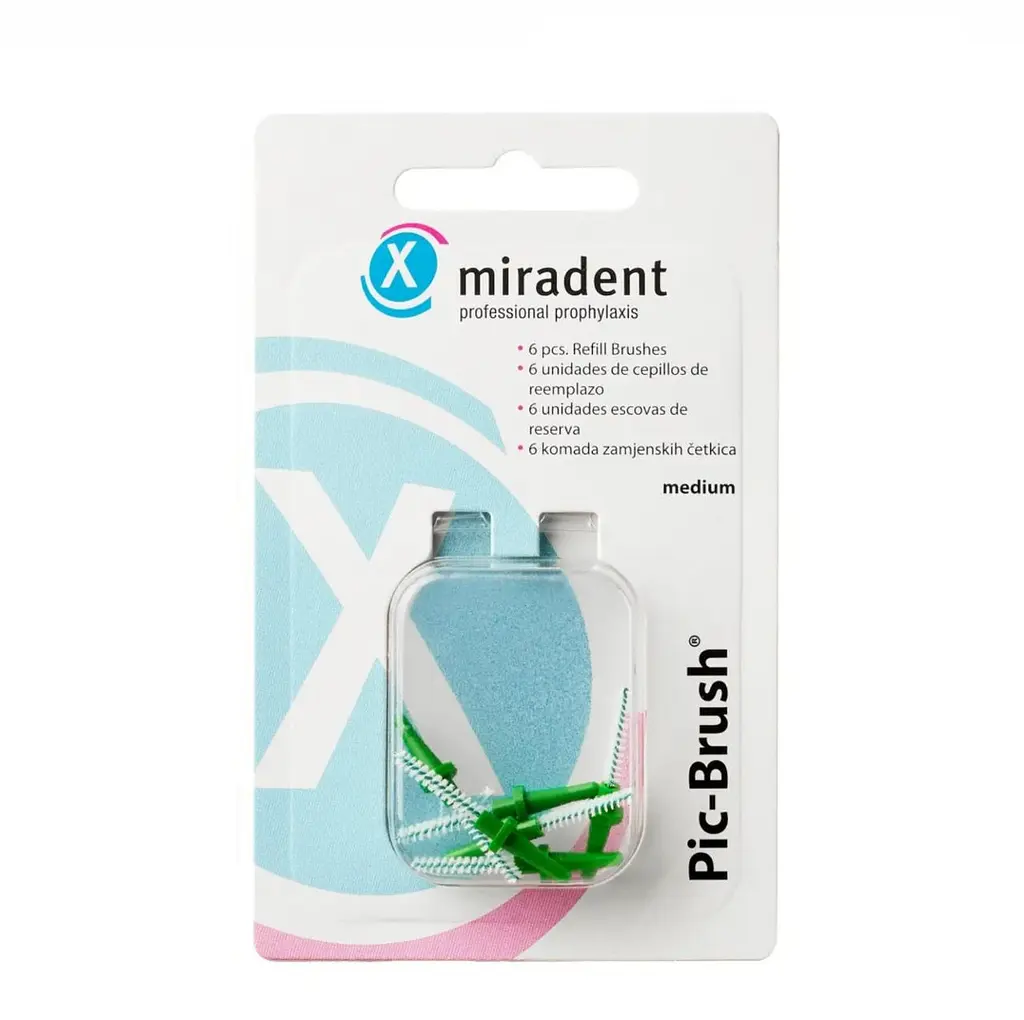 Набір запасних йоржиків Miradent Pic Brush (зелені, 2.2 мм), 6 шт