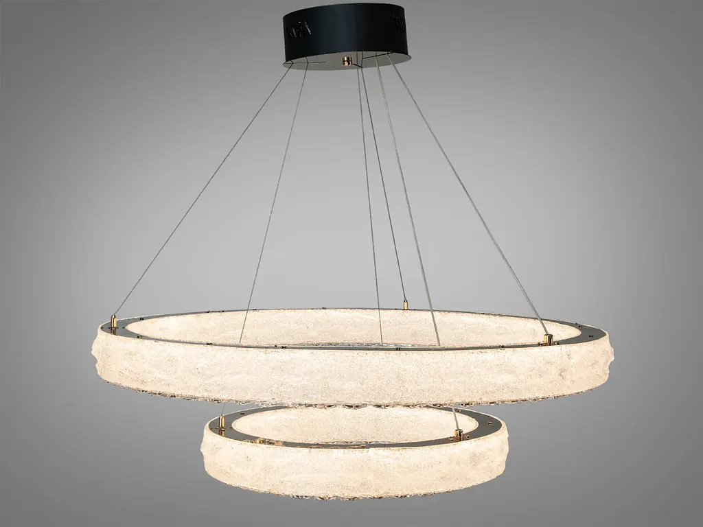 LED підвісна люстра Diasha 662/800+500GD 2 кільця золото 142Вт пульт - фото 2