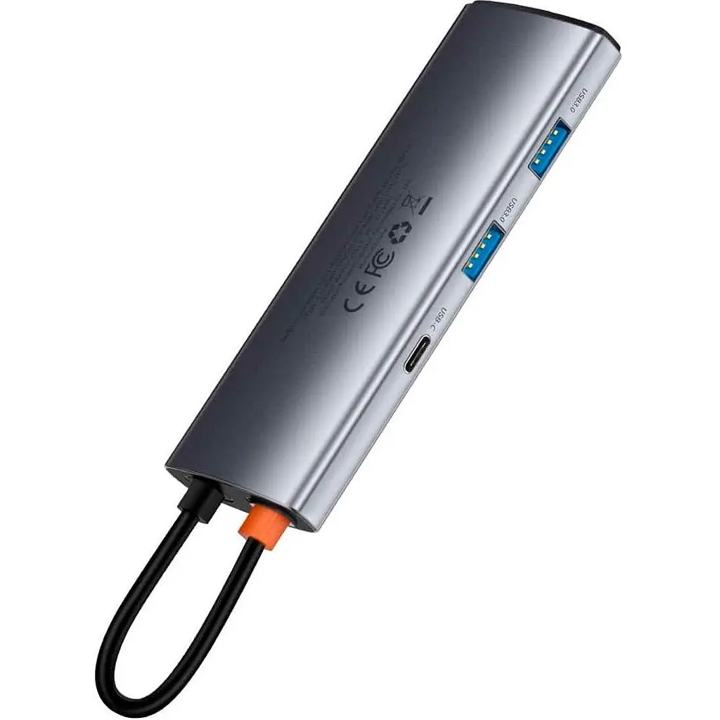 USB-хаб Baseus Metal Gleam Series 7-in-1 Multifunctional Type-C HUB Gray (WKWG020113) [72632] - фото 3