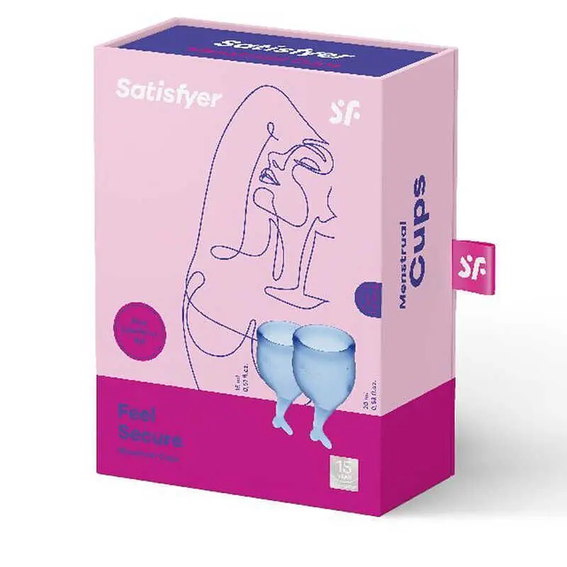 Satisfyer Feel Secure-набір менструальних чаш, 15 мл і 20 мл (Синій) - фото 3