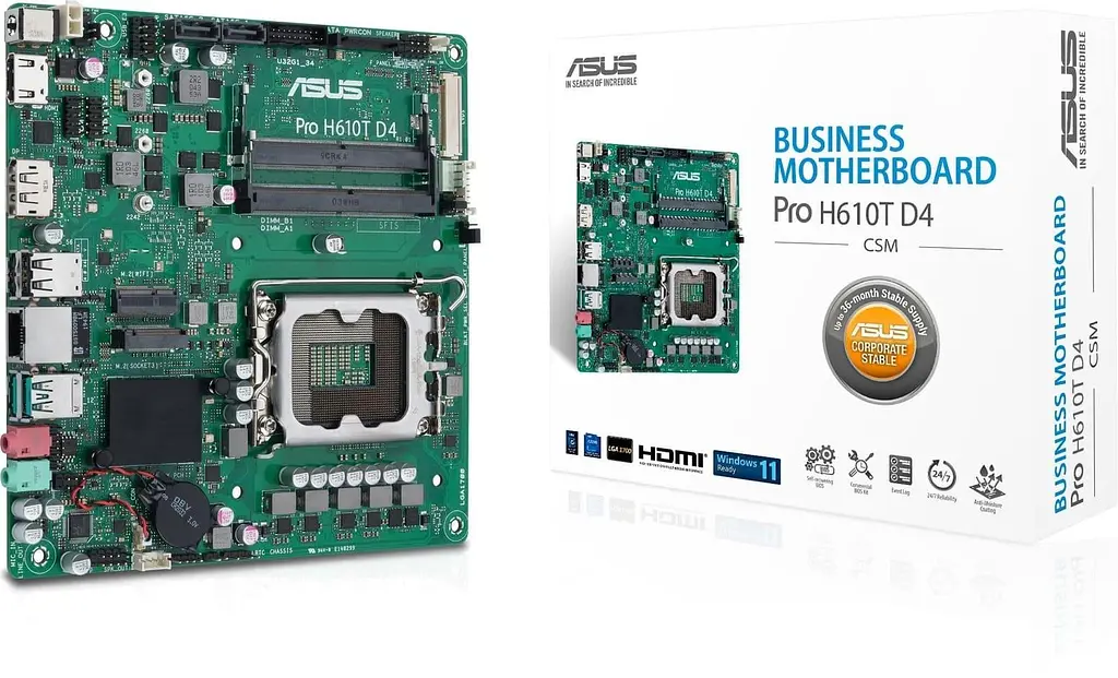 Материнська плата ASUS PRO H610T-CSM (PRO H610T-CSM) (Socket 1700, Intel H610, Mini-ITX) - фото 4