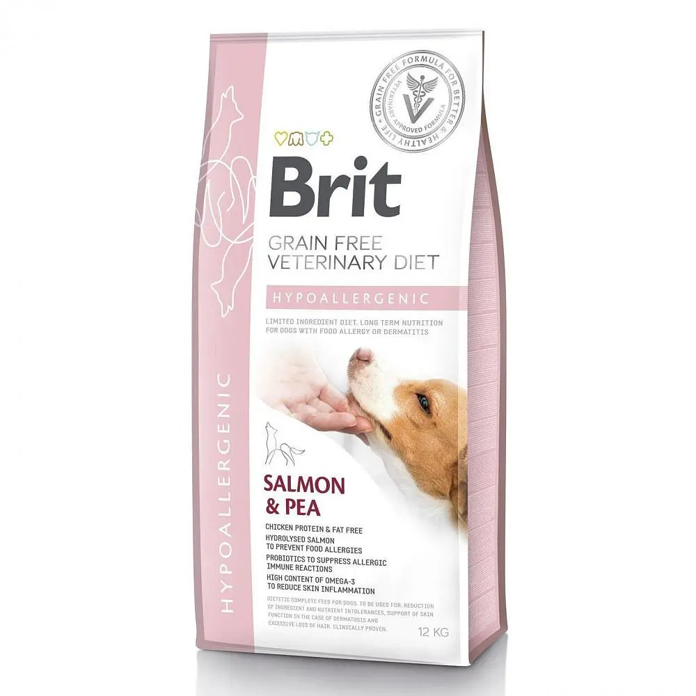Дієтичний сухий корм Brit GF VetDiet Dog Hypoallergenic для собак, при харчовій алергії з лососем, горохом та гречкою 12 кг (арт.170938/528035)