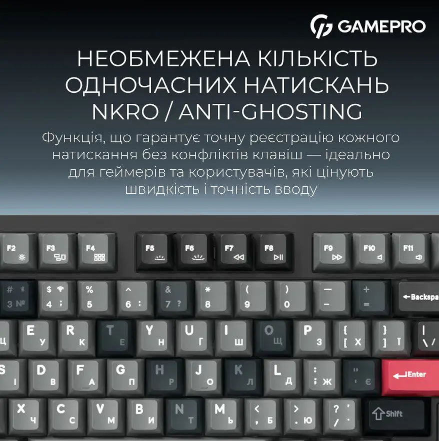Клавіатура ігрова механічна GamePro MK-305-BK Asgard Drakkar Keychron Super Red Switch Bluetooth 5.2/2.4 ГГц/USB Black - фото 13