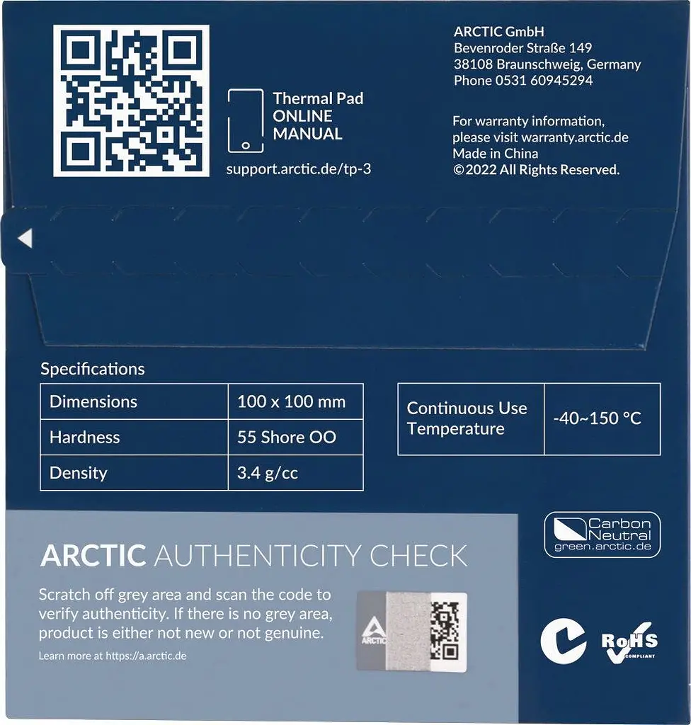 Термоінтерфейс Arctic TP-3 , 100x100mmx1,5mm ACTPD00054A - фото 3