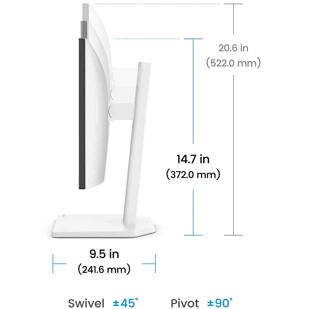 TFT 23.8" BenQ GW2490TC, IPS, 144hz, HDMI, DP, USB-C, HAS, колонки, білий - фото 7