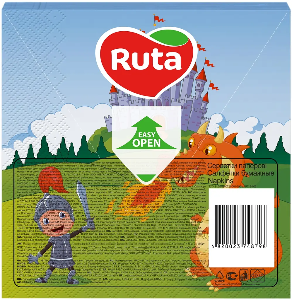 Бумажные салфетки Ruta Сказка, двухслойные, 33х33 см, 20 шт., в ассортименте - фото 4