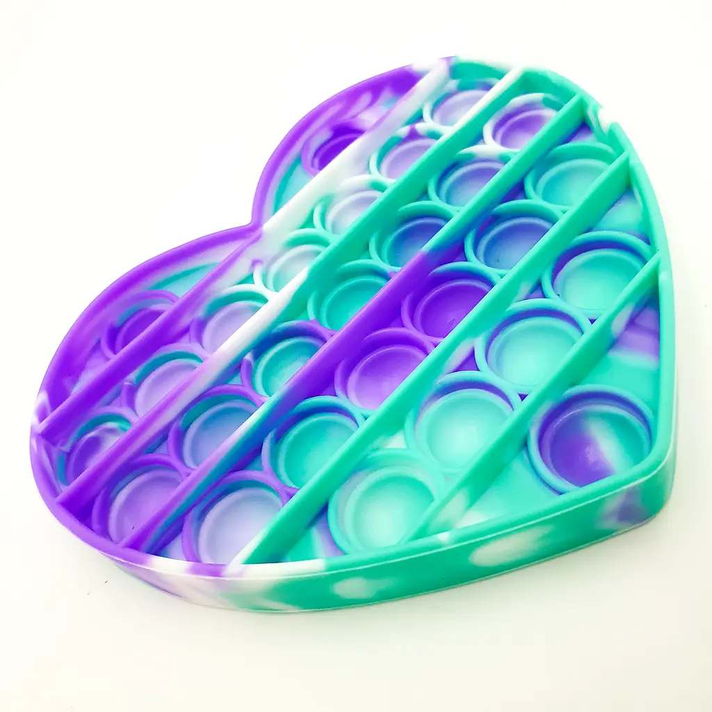 Сенсорна іграшка антистрес силіконова нескінченна пухирець поп іт UKC Pop It Fidget серце зелено-фіолетовий - фото 5