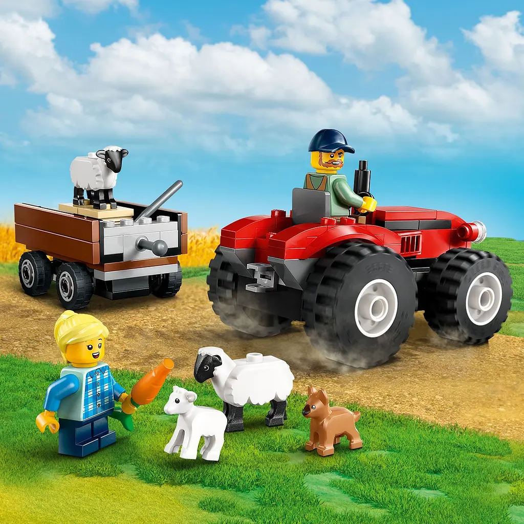 Конструктор LEGO City Червоний фермерський трактор із причепом і вівцями 116 деталей (60461) - фото 9