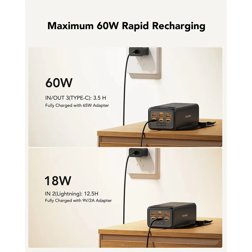 Портативний акумулятор VEGER W5001C Tank Boost 130W 56000mAh black - фото 3