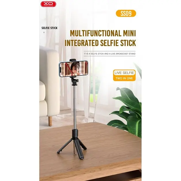 Монопод - штатив для селфі з пультом XO SS09 Multifunctional remote control selfie-stick чорний - фото 8