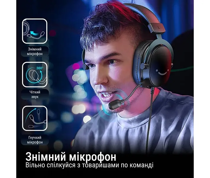 Навушники Fifine ігрові дротові H9 гарнітура геймерська чорна - фото 8