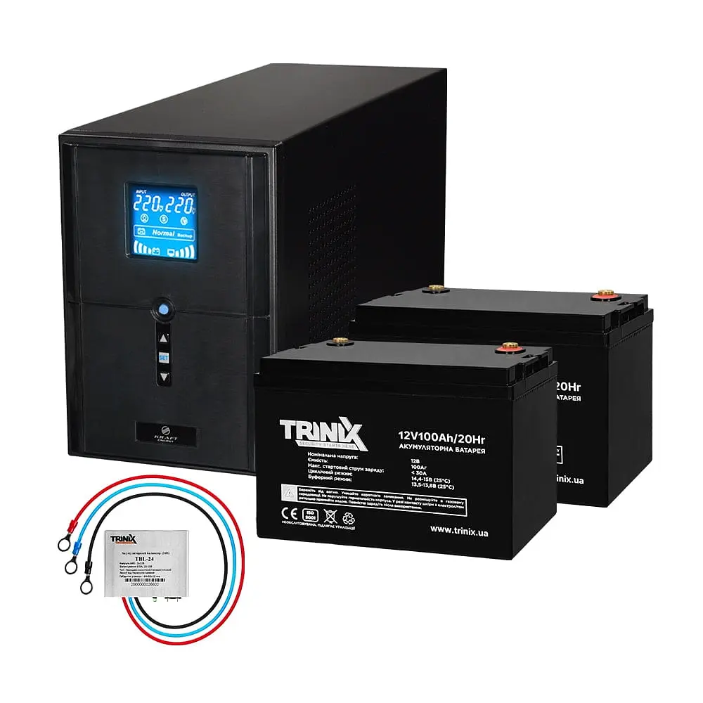 Комплект резервного живлення: Kraft PSW2000VA/1600W(LCD)24V UPS + батарея 2540 Вт*год (42-00063-1)