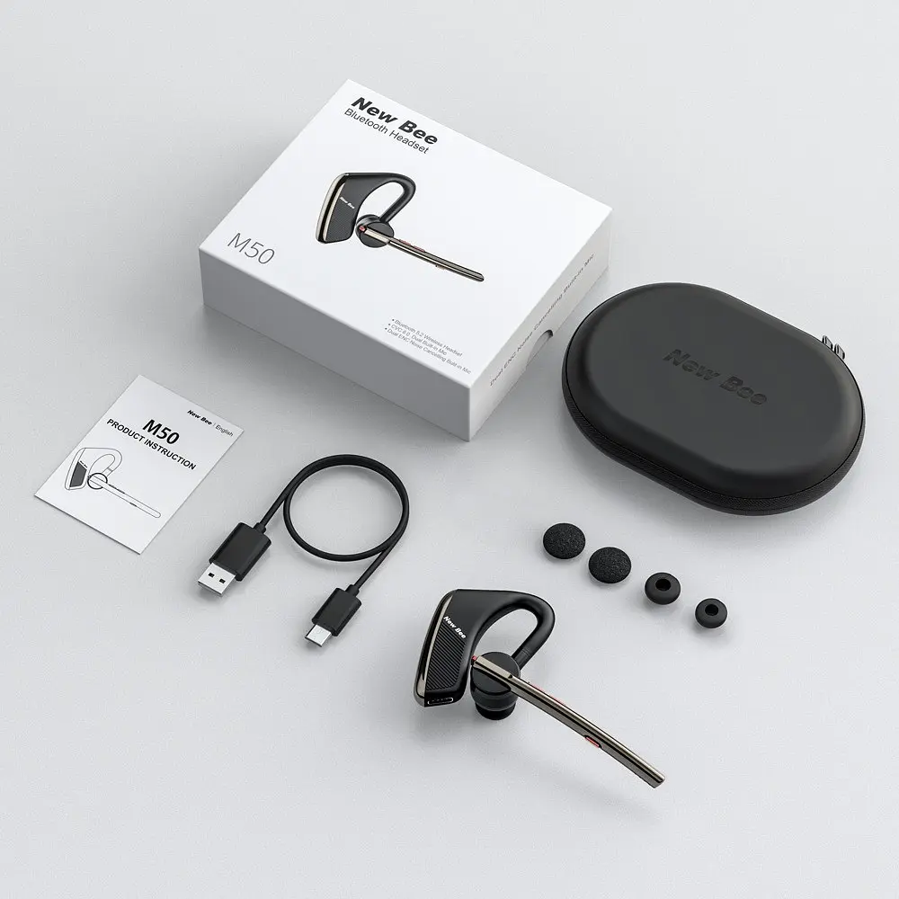 Бездротова Bluetooth гарнітура New Bee M50 з шумозаглушенням і захисним кейсом - фото 10