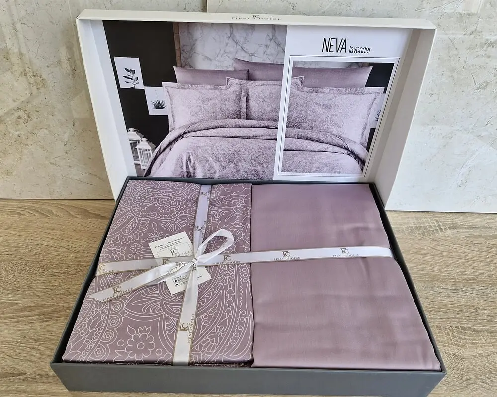 Турецька постільна білизна First Choice Cotton Satin Neva lavender євро - фото 2
