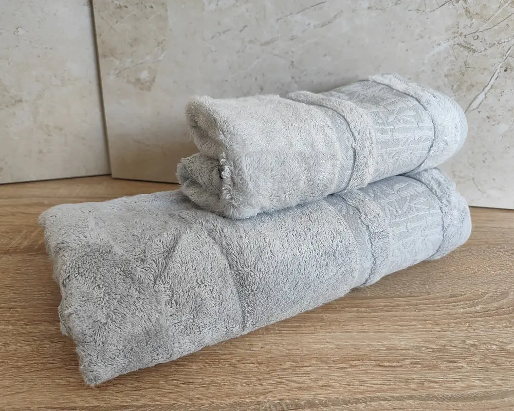 Набір турецьких бамбукових махрових рушників Cestepe 50х90+70х140 Bamboo Aymira Silver - фото 6