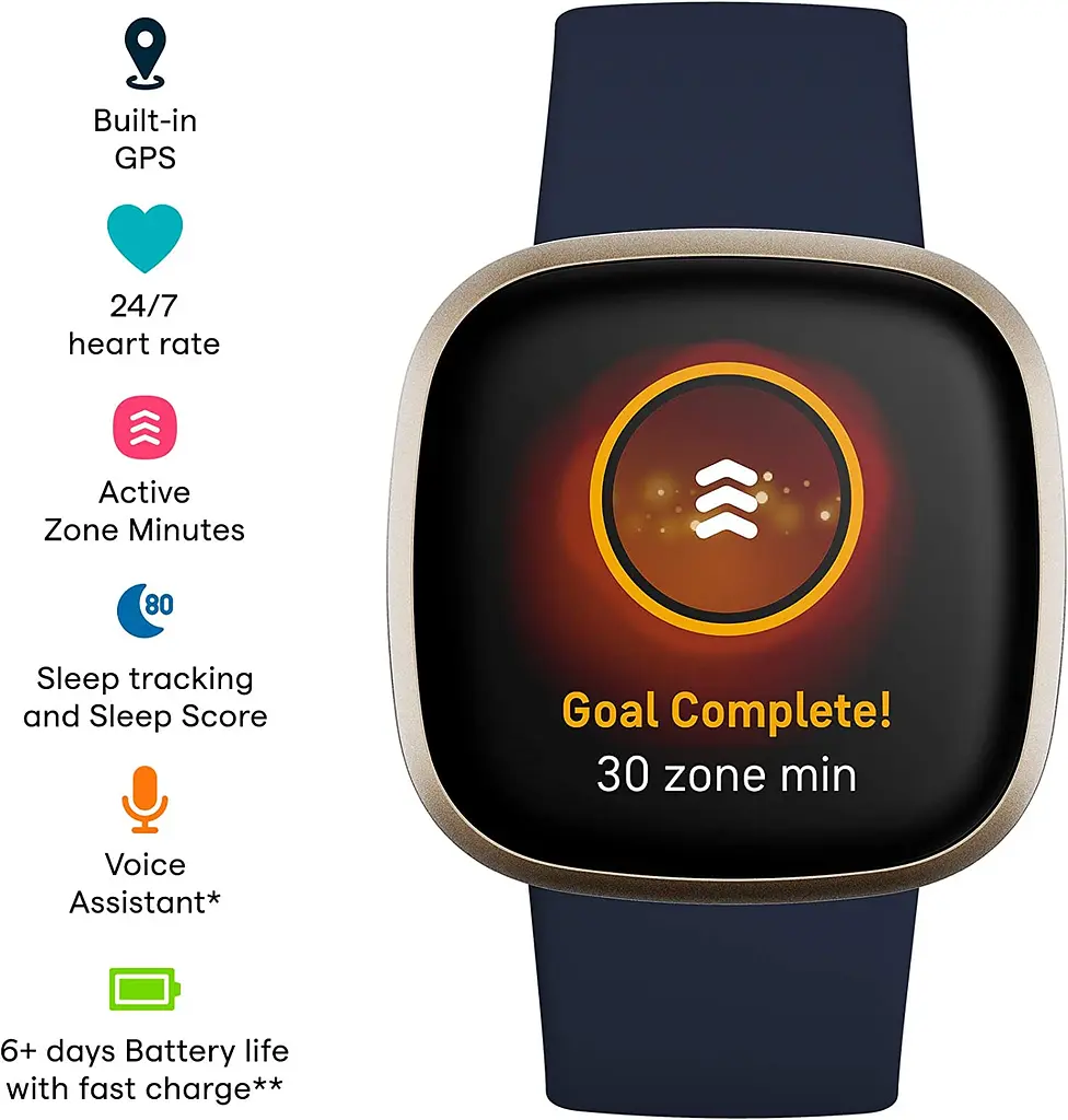 Смарт-годинник Fitbit Versa 3 Midnight/Soft Gold Aluminum - фото 2