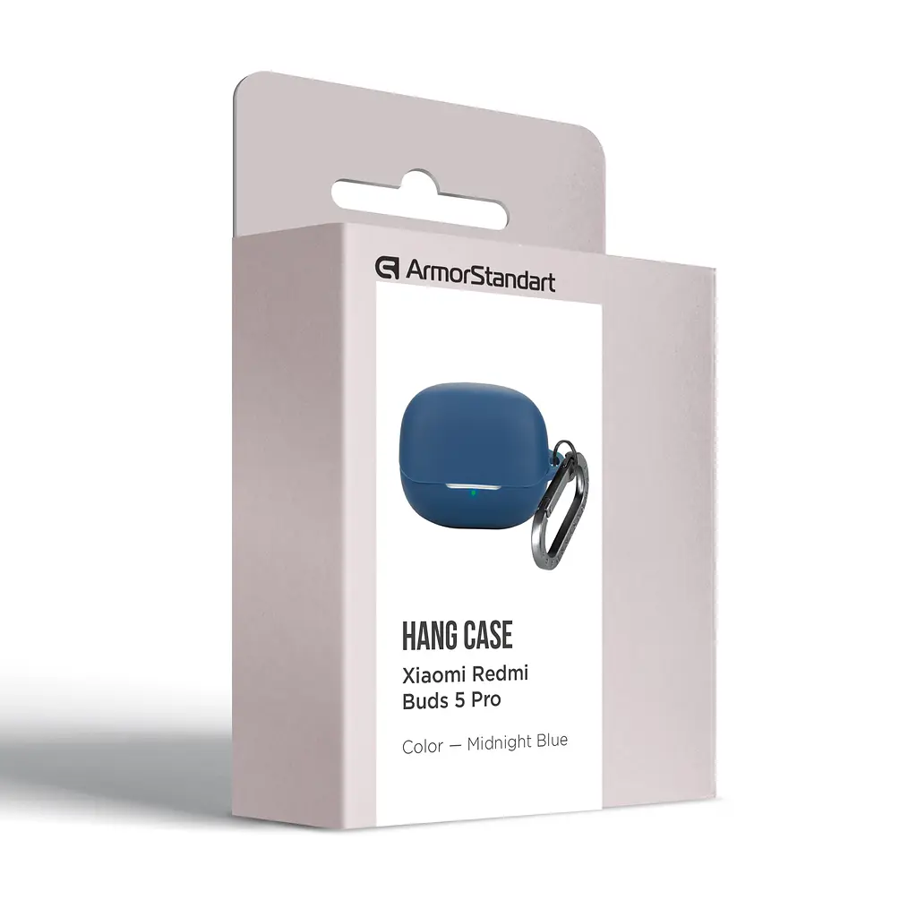 Силіконовий чохол для навушників Xiaomi Buds 5 Pro, Hang Case, синій, ультратонкий захисний кейс товщиною 2 мм, захист від подряпин, пилу та ударів, компактний, з карабіном для кріплення, ArmorStandart (ARM84516) - фото 3
