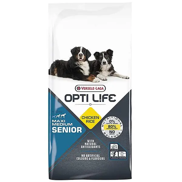 Сухий суперпреміум корм Opti Life Senior Medium & Maxi Опті Лайф Сеньйор для літніх собак середніх і великих порід, Курка 12.5 кг (311585)