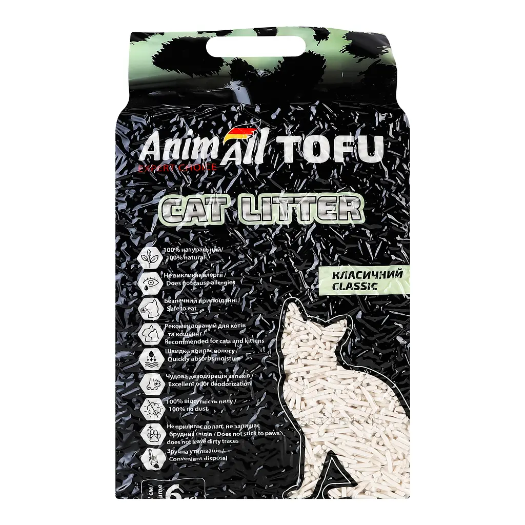 Соєвий наповнювач для котячого туалету AnimAll Тофу, класичний, 6 л - фото 3