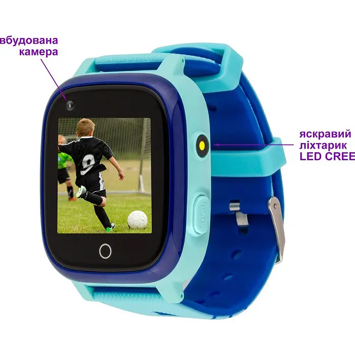 Дитячий водонепроникний смарт-годинник AmiGo GO005 4G WIFI Thermometer Blue [59322] - фото 2