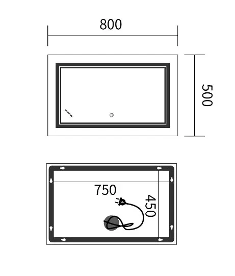Дзеркало Mixxus Premium QUADRO MR20-50x80-REVERSE (LED Touch, Anti-fog) (MP6620) - фото 5