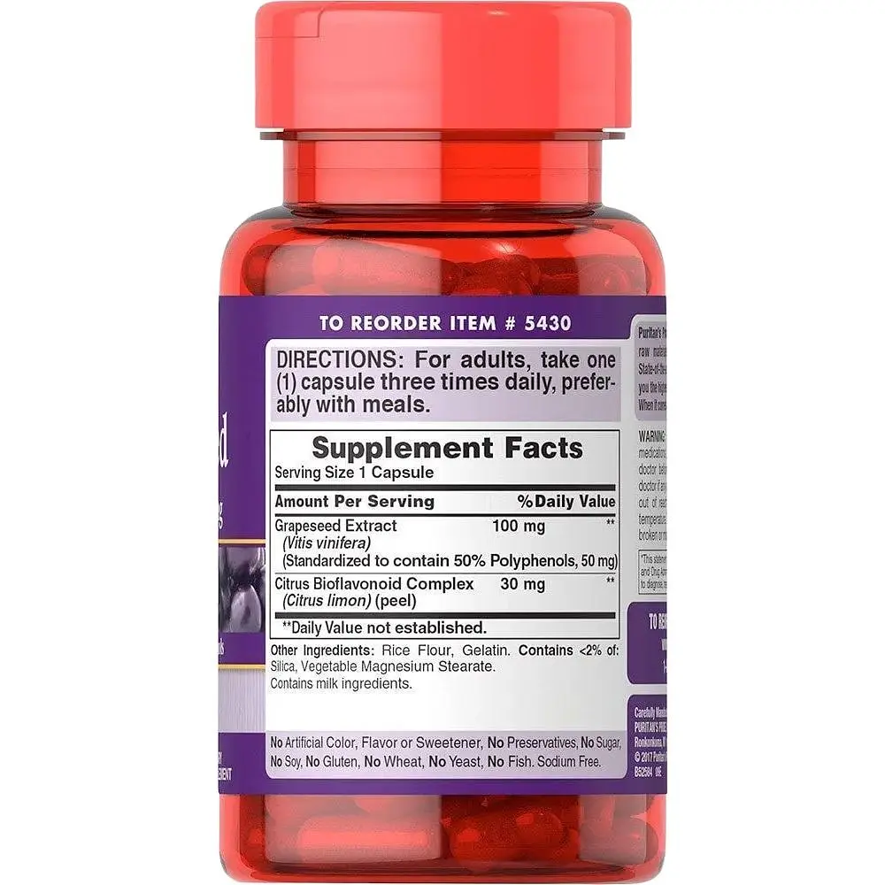 Екстракт виногадних кісточок Puritan's Pride Grapeseed Extract 100 мг 50 капсул - фото 2