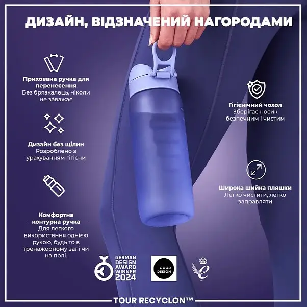 Бутылка для воды ION8 750 мл (ЭКО бутылка) BPA Free Light Purple (I8RF750PERI) - фото 4