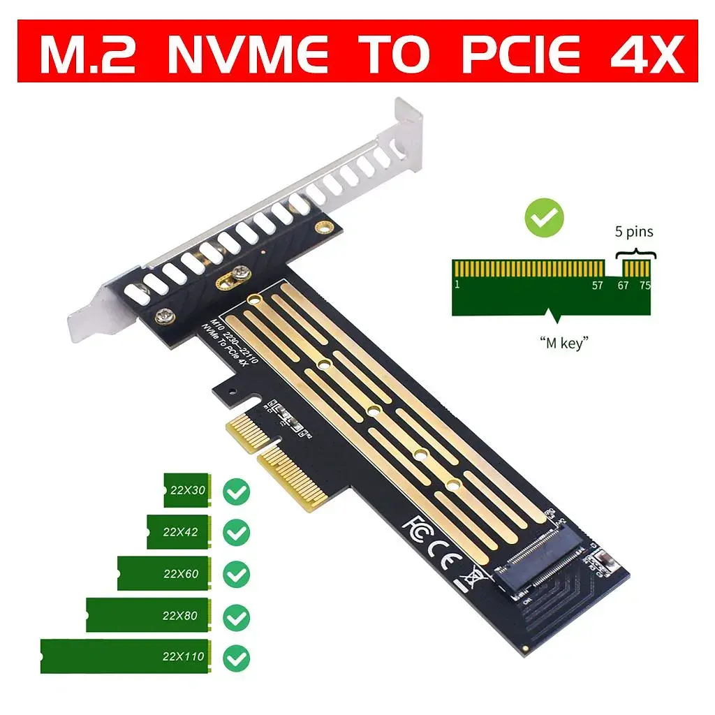 Контролер Dynamode M.2 SSD NVMe M-Key to PCI-E 3.0 x4/ x8/ x16, full profile br (PCI-Ex4- M.2 M-key) - фото 2