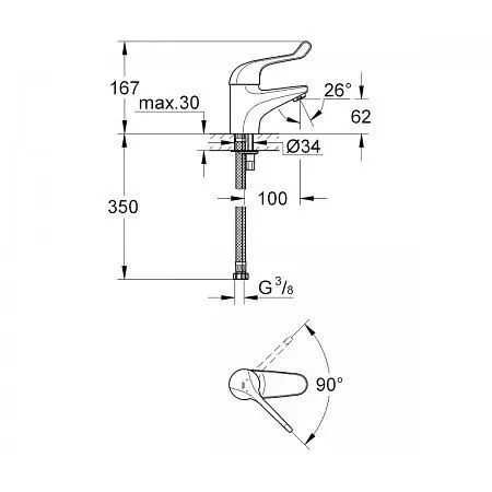 Змішувач для раковини Grohe Euroeco 32789000, Хром - фото 2