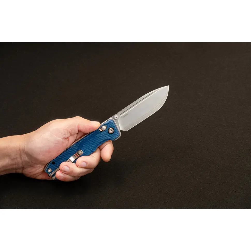 Ніж складаний туристичний SRM Rubik 7228B-ME2 (8.7 см) 14C28N / Micarta блакитний - фото 7
