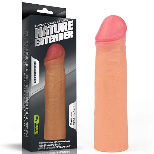 Еластична подовжуюча насадка на член Lovetoy Revolutionary Silicone Nature Extender, +5 см (тілесний) - фото 6