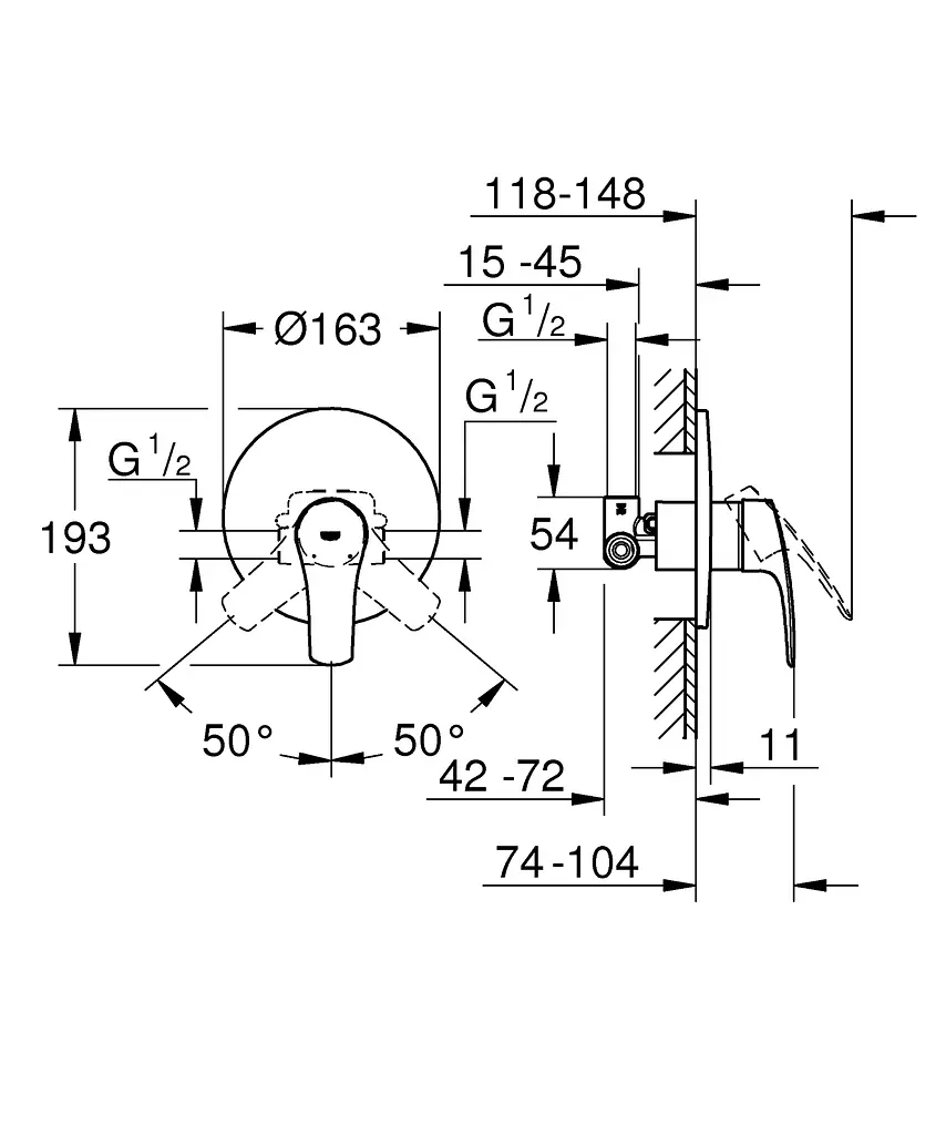 Душева система прихованого монтажу Grohe Eurosmart (33556003+28576000+27541001) UA33556003, Хром - фото 6