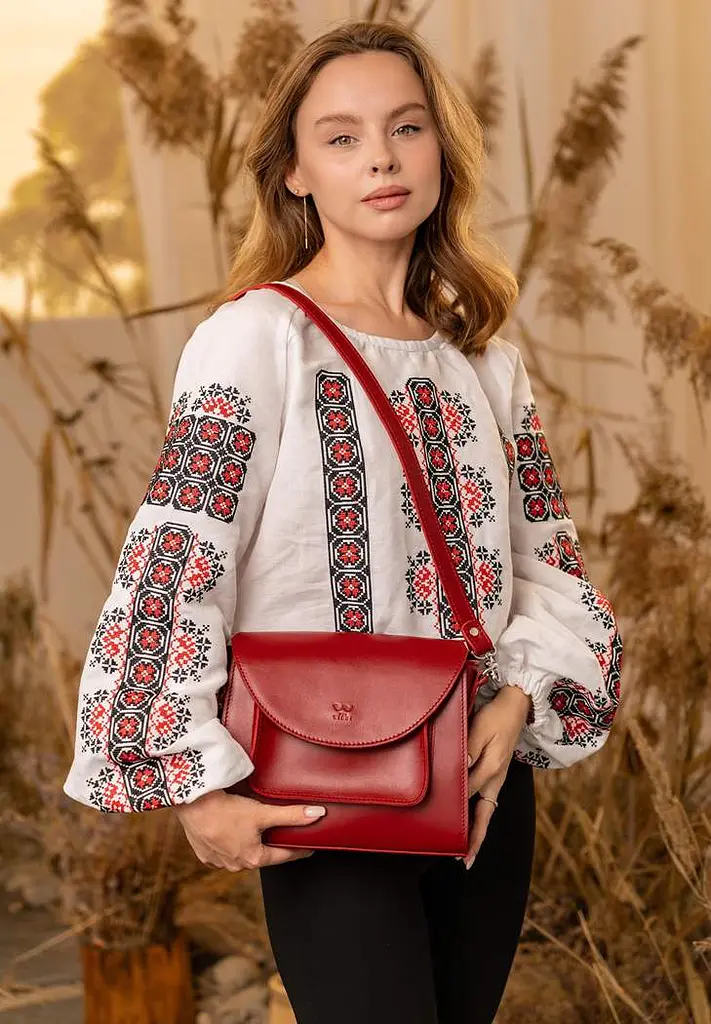 Жіноча шкіряна сумка Liv червоний краст - фото 2
