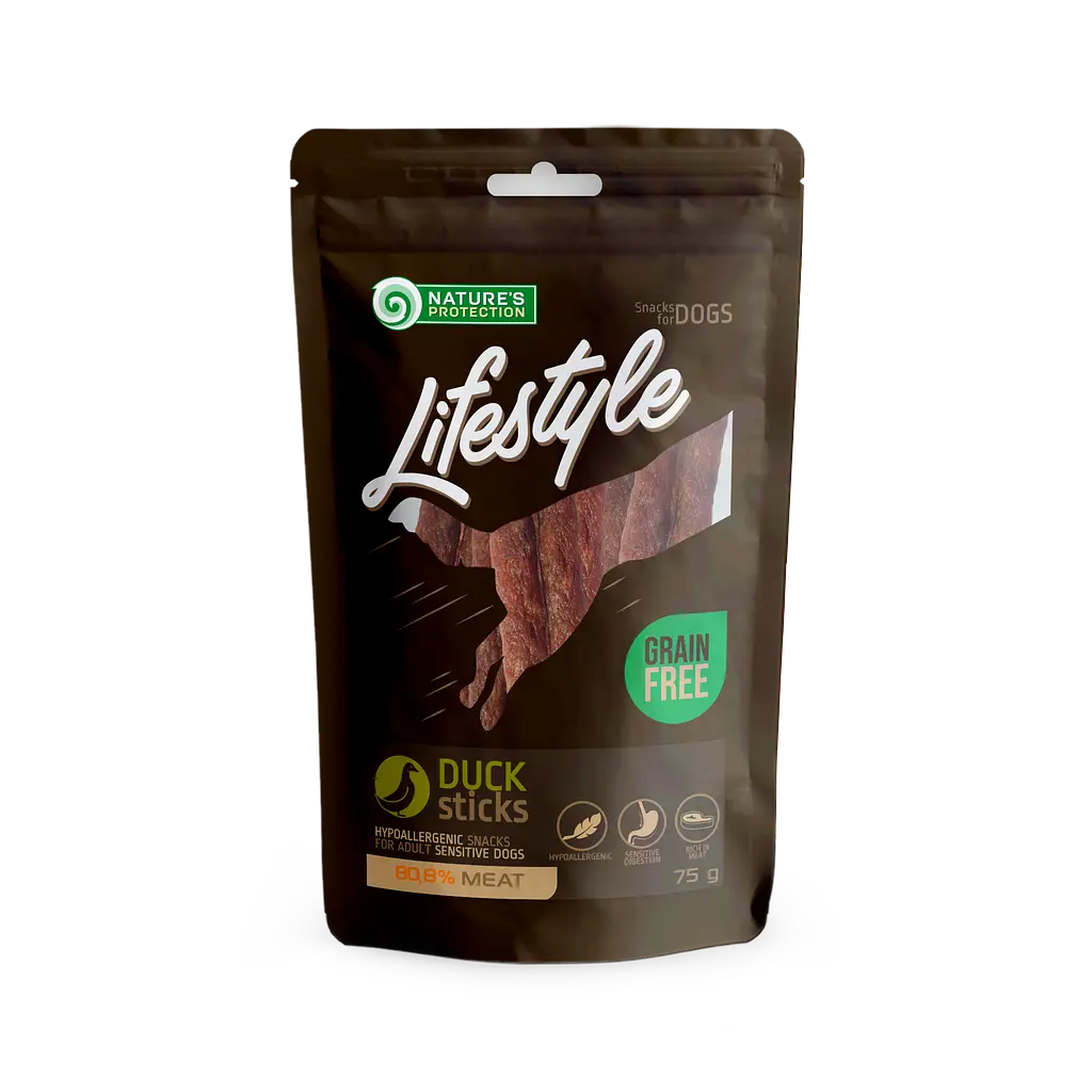 Ласощі для собак Nature's Protection Lifestyle Snack For Dogs Duck Sticks смужки з качки, 75 г