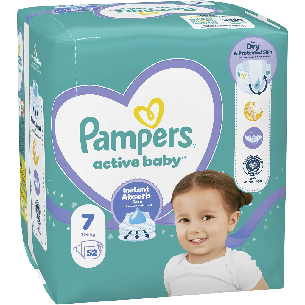Підгузки Pampers Active Baby розмір 7 (15+ кг) 52 шт. (8006530230131) - фото 3