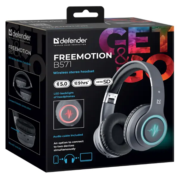 Навушники Defender FreeMotion B571 Bluetooth LED Gray (63571) - фото 7