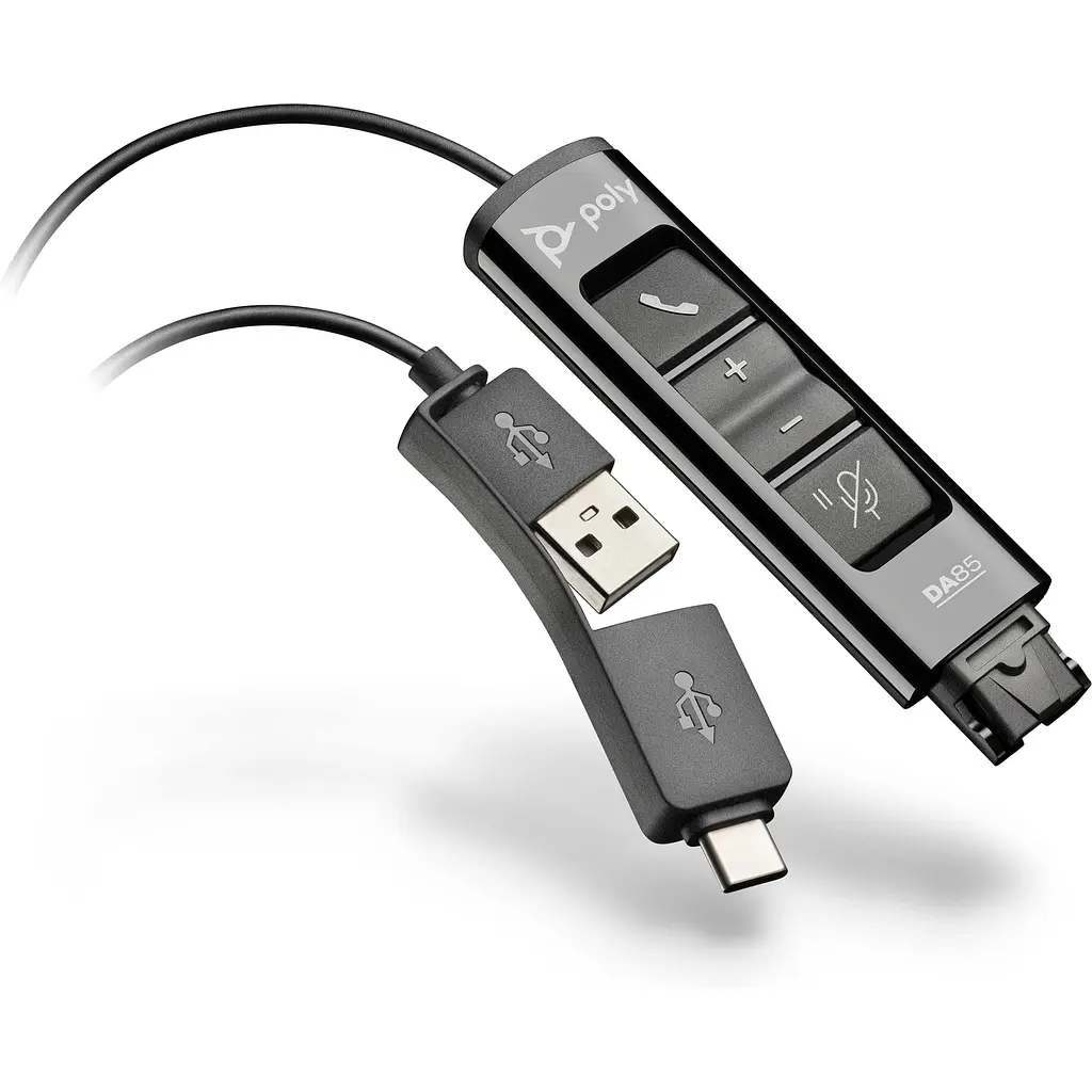 Перехідник Poly DA85 USB > QD з вбудованим пультом керування для гарнітур EncorePro, USB-A, USB-C, ч teh0013720 - фото 2