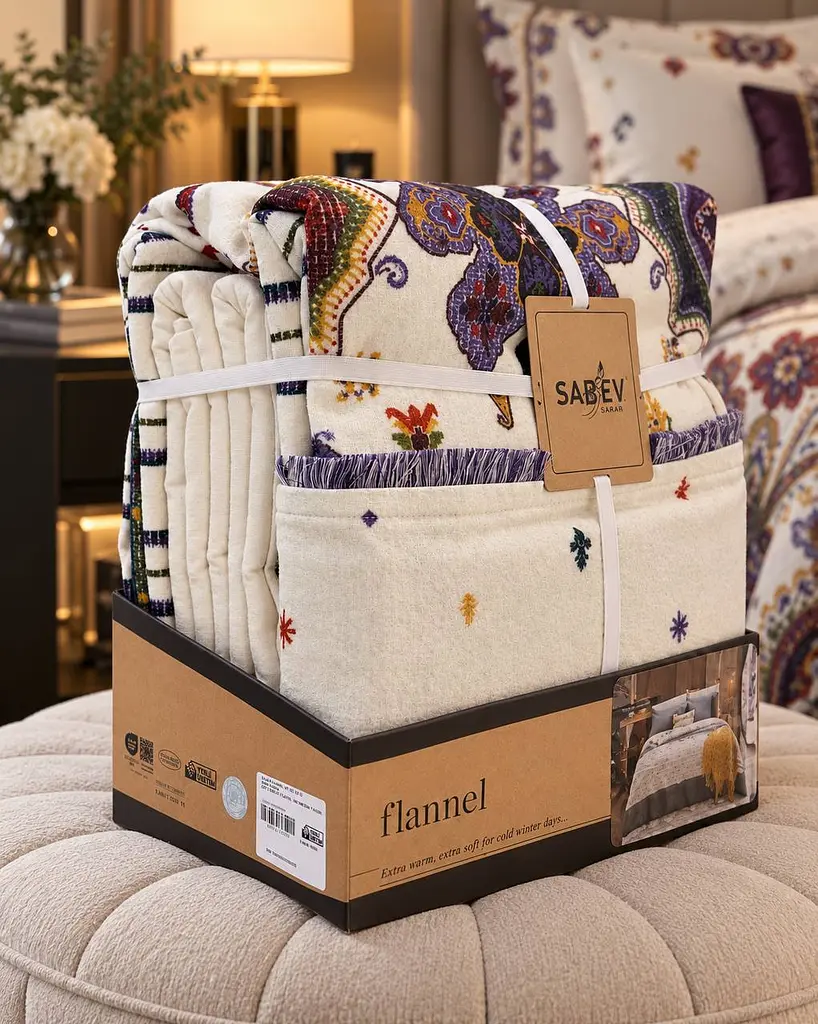 Комплект постільної білизни євро SAREV purple pattern 200×220 см, фланель TC303376404 - фото 3