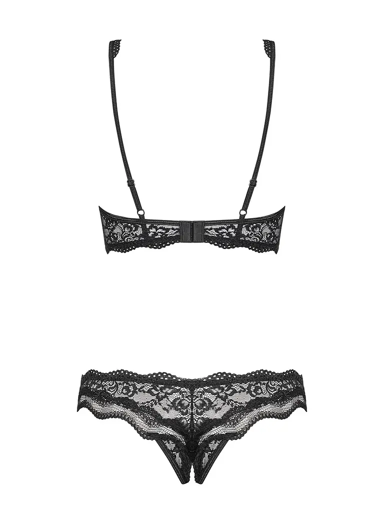 Комплект білизни Obsessive Luvae otwarty, S/M (чорний) - фото 8