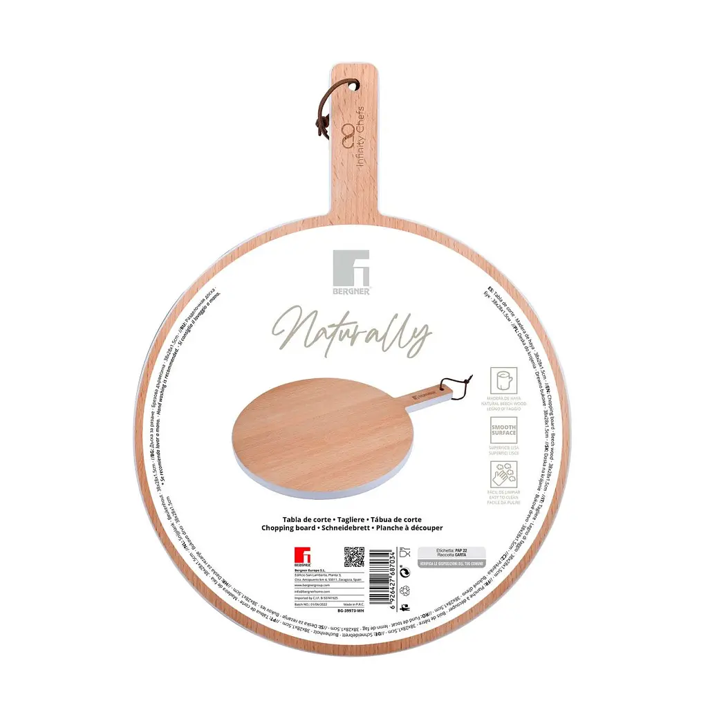 Дошка для нарізання Bergner Naturally 38х28 см (BG-39973-WH) 38 см - фото 3