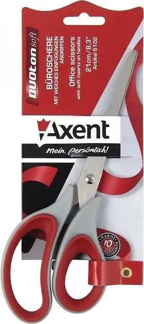 Ножиці офісні Axent Duoton Soft 21см сіро-червоні (10) (100) 6102-06 - фото 2