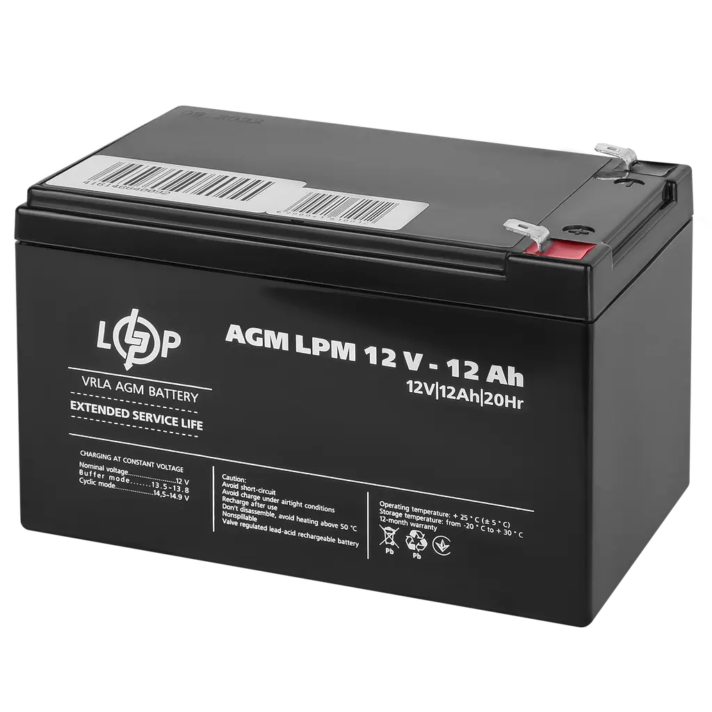 Акумулятор AGM LPM 12V - 12 Ah - фото 4