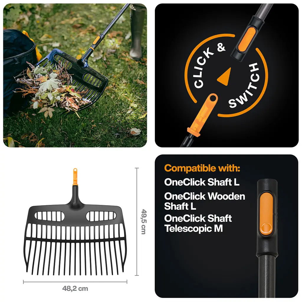 Насадка-граблі-лопата Fiskars OneClick™ (1080681) - фото 2