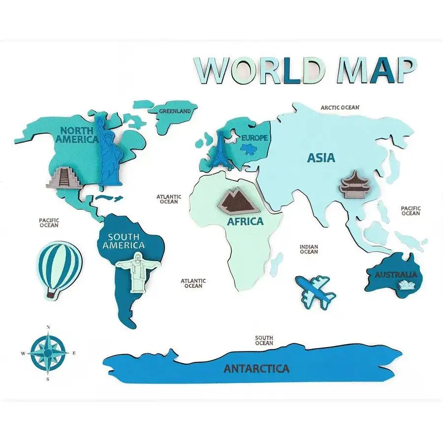 Набір картина 3D Rosa Talent World Map 3D МДФ 30 5х37х 5 см  - фото 3