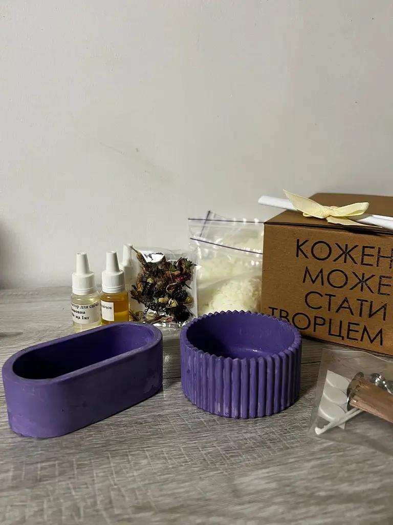 Подарунковий набір для створеня 2х свічок фіолетовий - фото 3