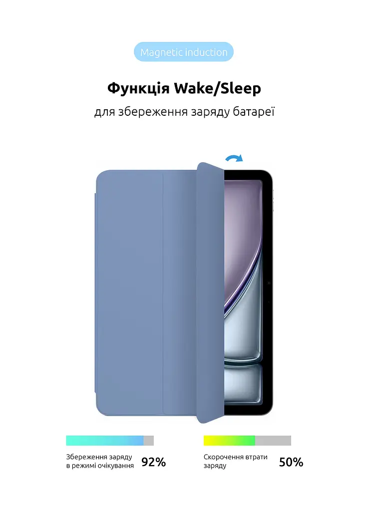 Чехол-книжка для планшета Apple iPad Air 11 (2024), Original Smart Case, light violet, 11 , подставка на планшет, искусственная кожа, микрофибра, магнитная крышка с автоотключением экрана, ArmorStandart (ARM78148) - фото 4