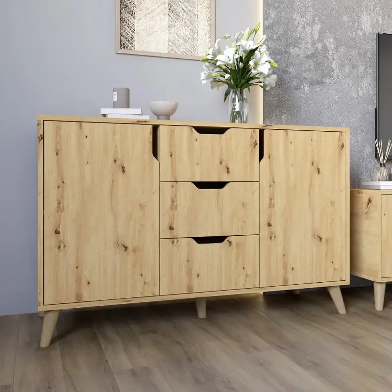 Комплект меблів для вітальні М-ЗОН Борн Дуб Артизан 5 предметів з ніжками кольору світлий горіх (MZN-031068) - фото 9