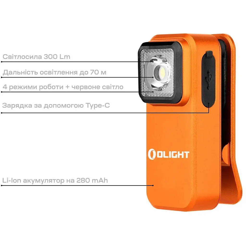 Ліхтар Olight Oclip orange - фото 5